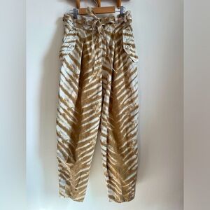 Ulla Johnson tie dyed animal print pants cotton twill size 4 high waisted